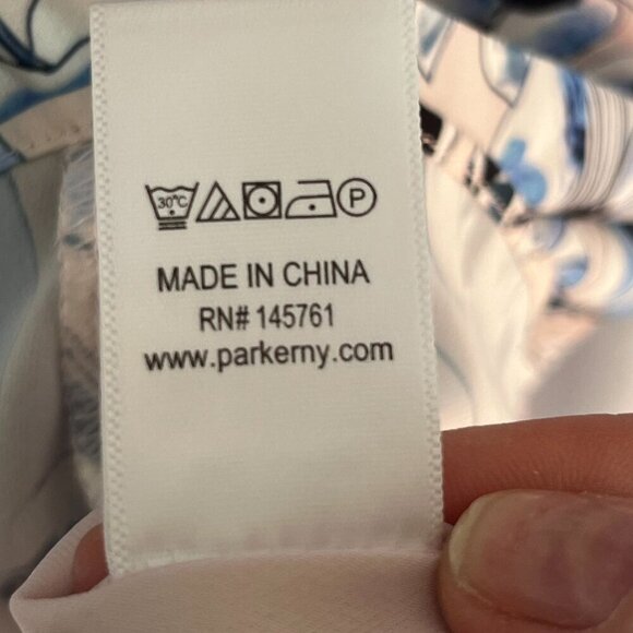 Parker Tie Waist Pink Floral Mini Dress Bishop‎ Sleeve V-Neck Size XS - Picture 12 of 12